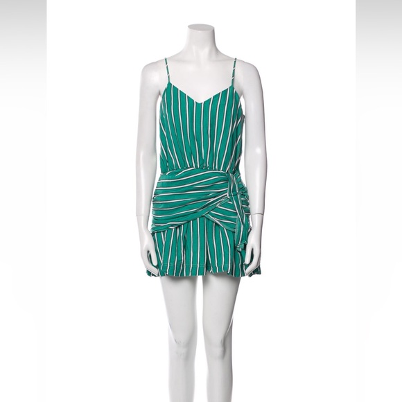 Derek Lam 10 Crosby Striped Green Spaghetti Strap Mini Dress (Size XXL | US 16) - Picture 1 of 14